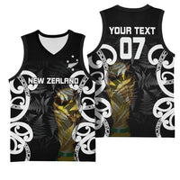 New Zealand WC2026 Custom Black Basketball Jersey Silver Fern LT7 - Polynesian Pride