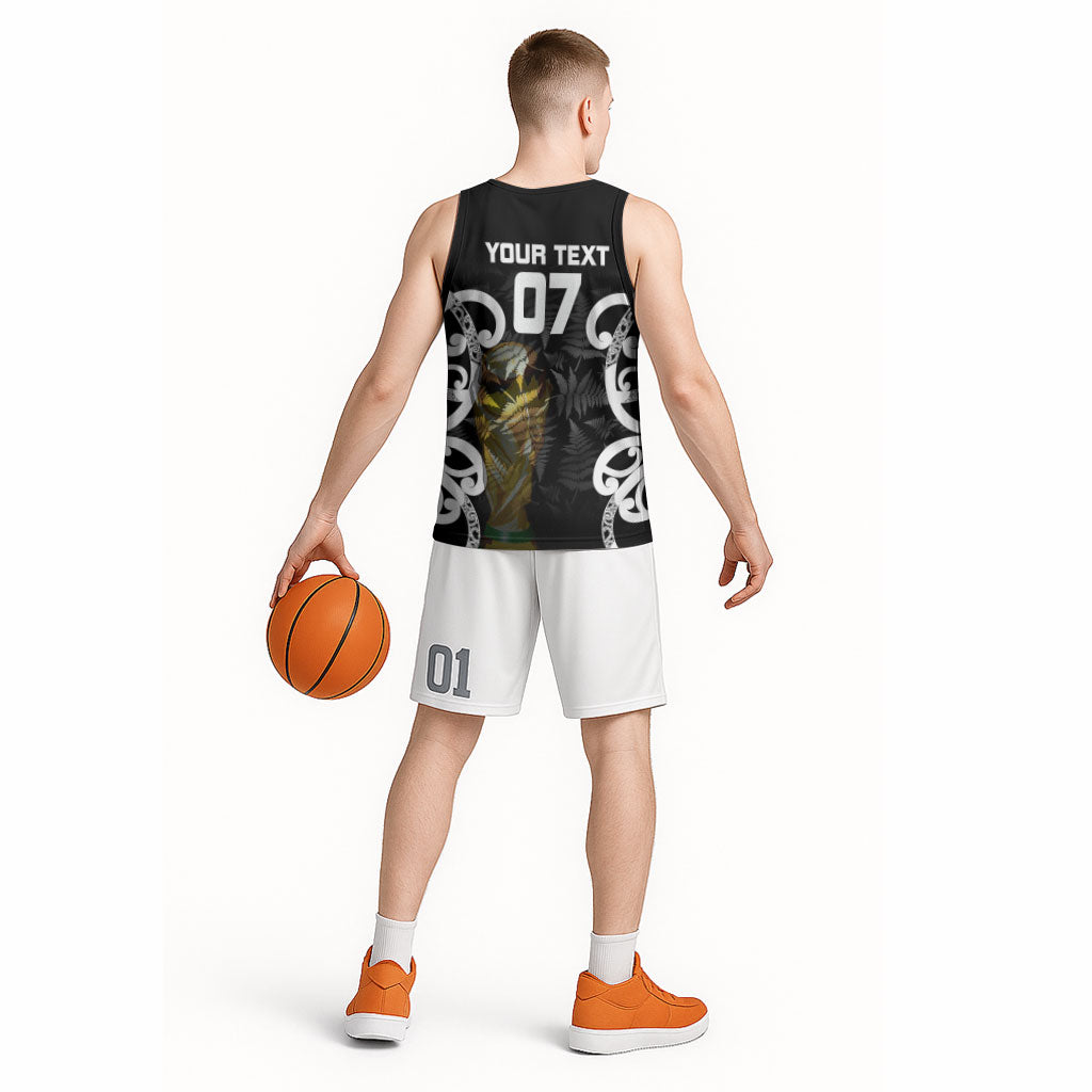 New Zealand WC2026 Custom Black Basketball Jersey Silver Fern LT7 - Polynesian Pride