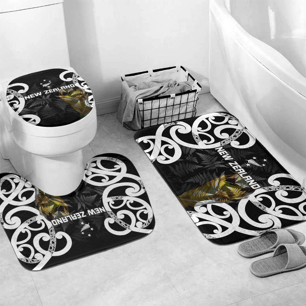 New Zealand WC2026 Black Bathroom Set Silver Fern LT7 Mat Set Only (3 pcs) One Size Black - Polynesian Pride