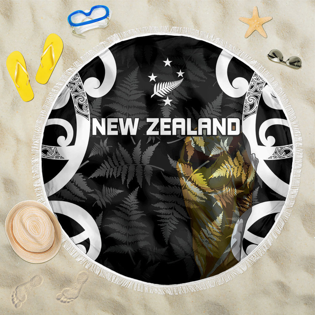 New Zealand WC2026 Black Beach Blanket Silver Fern LT7 One Size 150cm Black - Polynesian Pride