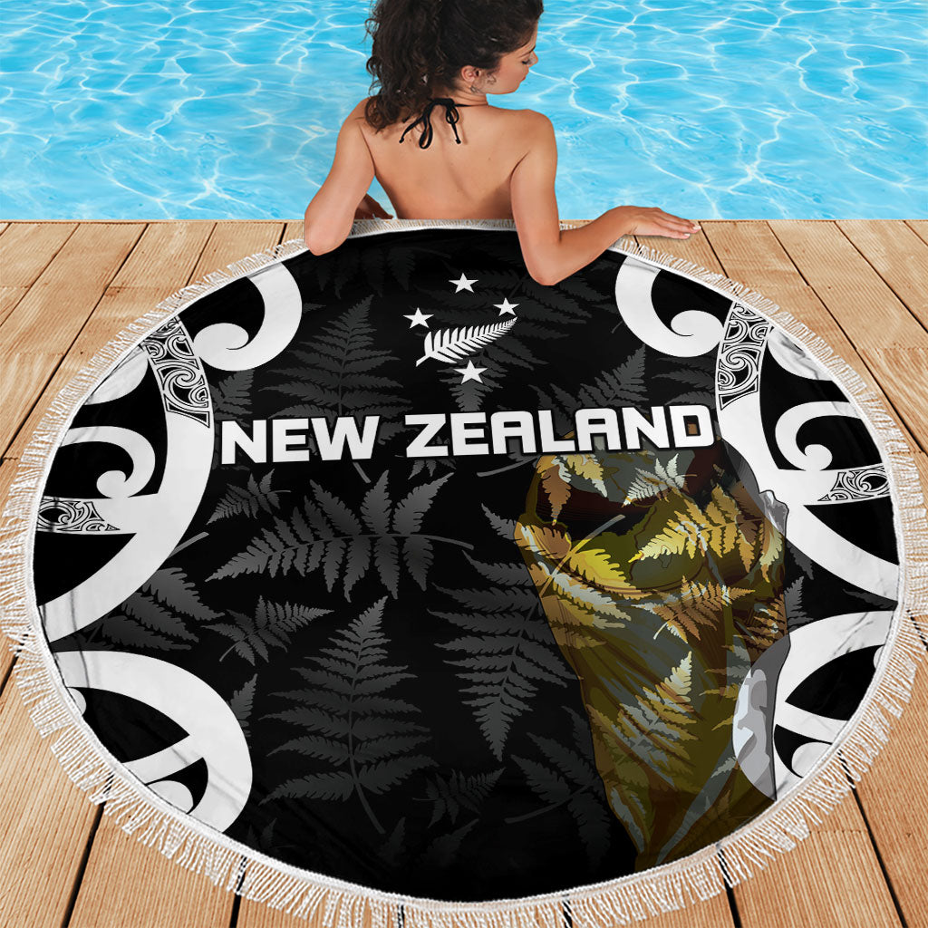 New Zealand WC2026 Black Beach Blanket Silver Fern LT7 - Polynesian Pride