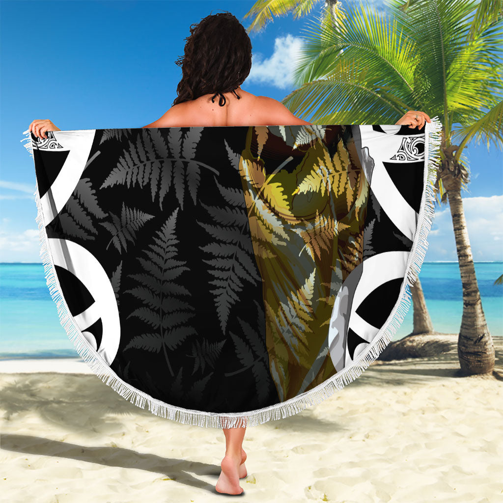 New Zealand WC2026 Black Beach Blanket Silver Fern LT7 - Polynesian Pride