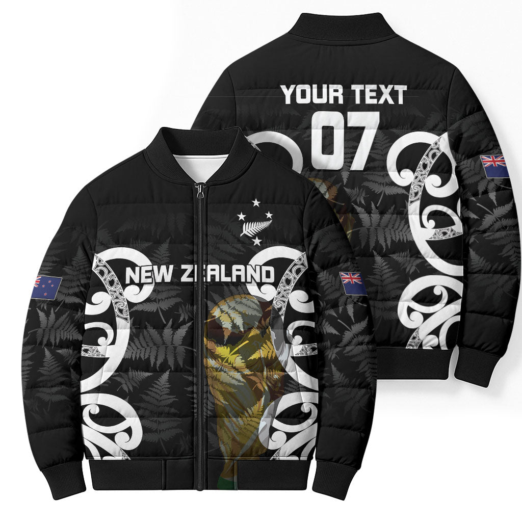 New Zealand WC2026 Custom Black Bomber Puffer Jacket Silver Fern LT7 - Polynesian Pride