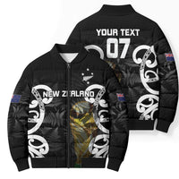 New Zealand WC2026 Custom Black Bomber Puffer Jacket Silver Fern LT7 - Polynesian Pride