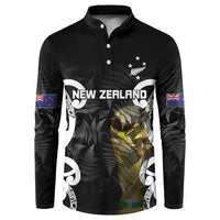 New Zealand WC2026 Custom Black Button Sweatshirt Silver Fern LT7 Black - Polynesian Pride