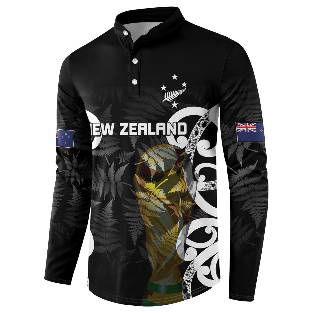 New Zealand WC2026 Custom Black Button Sweatshirt Silver Fern LT7 - Polynesian Pride