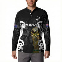 New Zealand WC2026 Custom Black Button Sweatshirt Silver Fern LT7 - Polynesian Pride