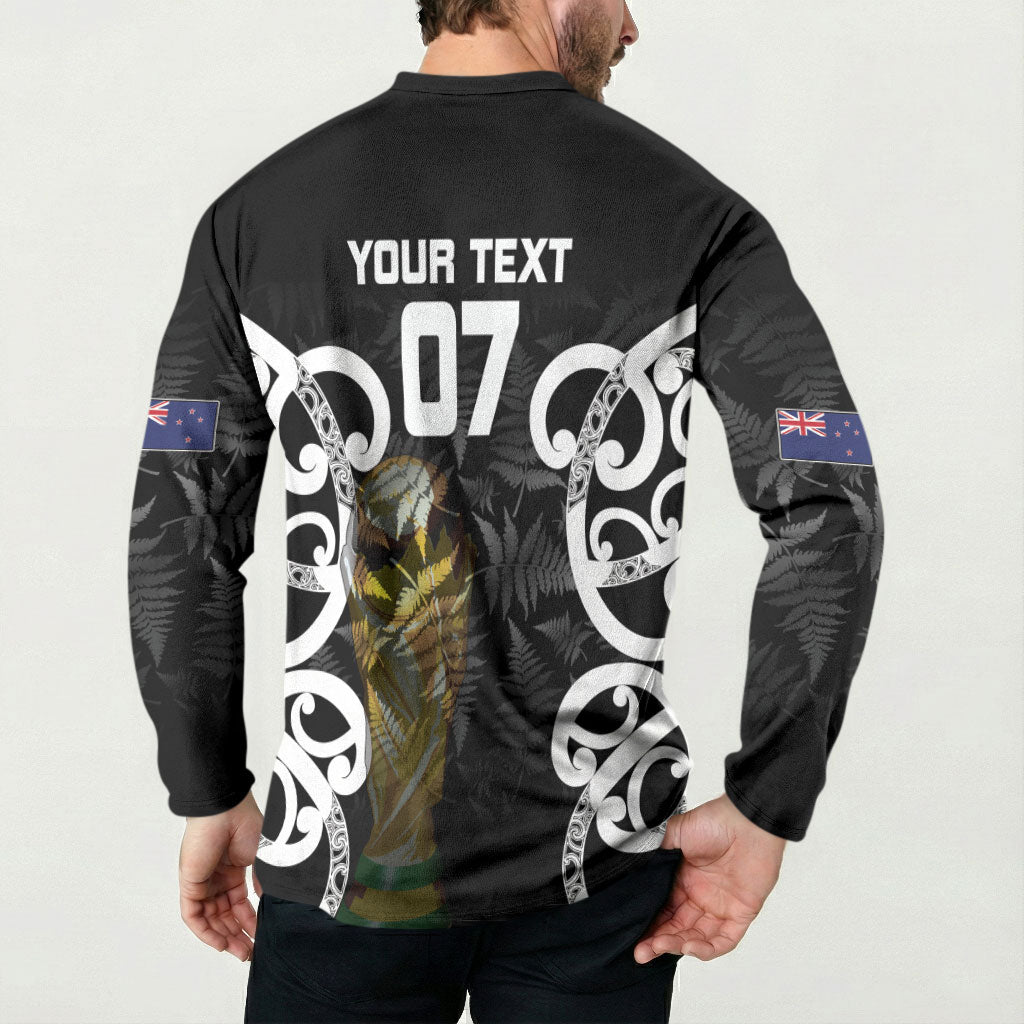 New Zealand WC2026 Custom Black Button Sweatshirt Silver Fern LT7 - Polynesian Pride