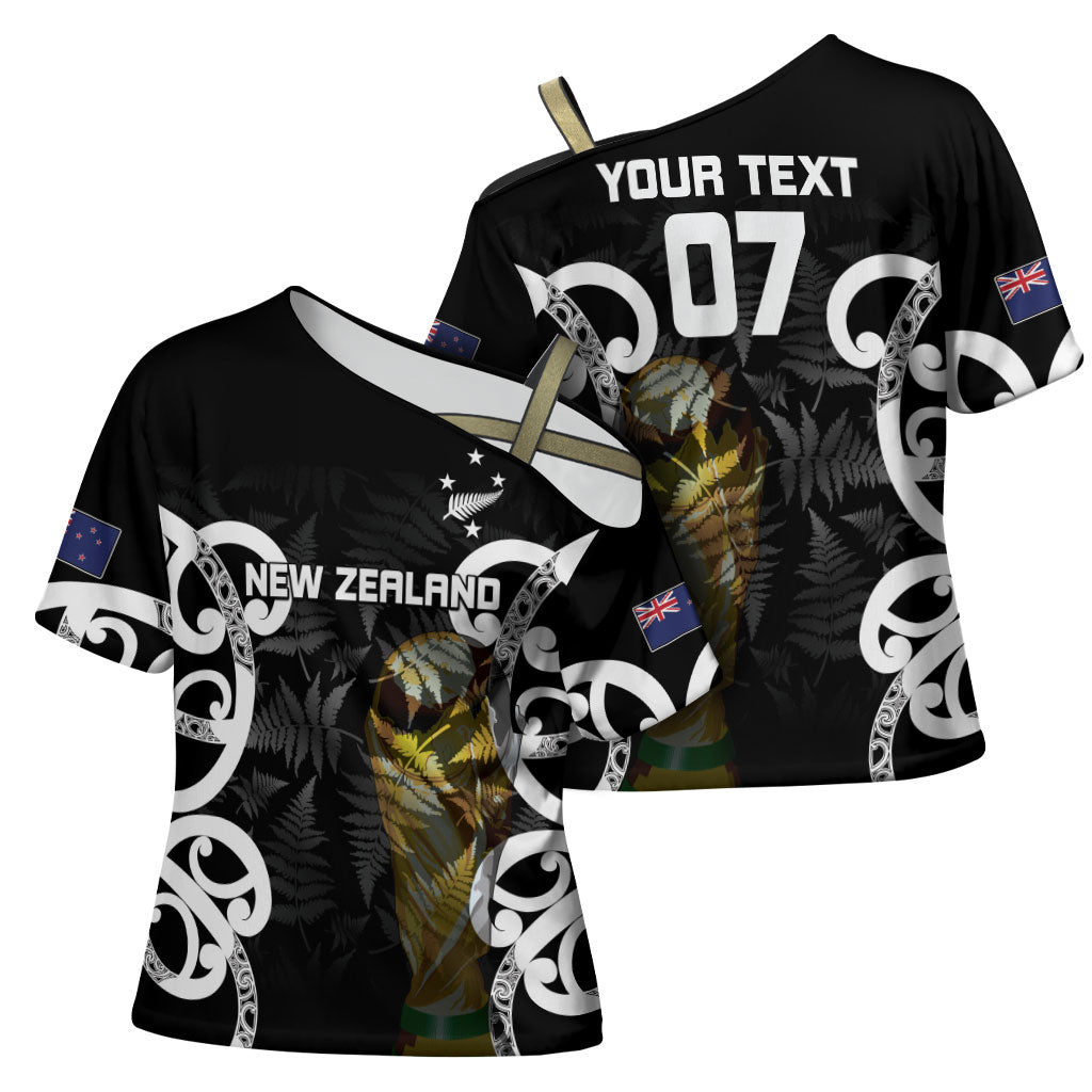 New Zealand WC2026 Custom Black Cross Shoulder Shirt Silver Fern LT7 - Polynesian Pride