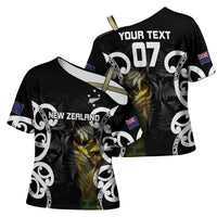 New Zealand WC2026 Custom Black Cross Shoulder Shirt Silver Fern LT7 - Polynesian Pride