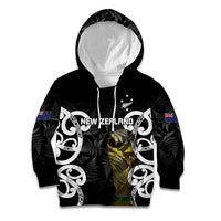 New Zealand WC2026 Custom Black Kid Hoodie Silver Fern LT7 Hoodie Black - Polynesian Pride