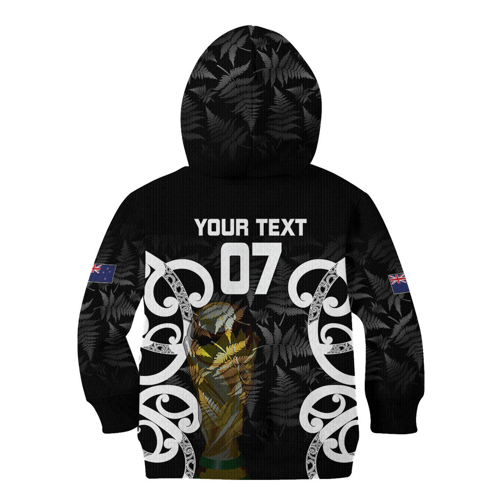 New Zealand WC2026 Custom Black Kid Hoodie Silver Fern LT7 - Polynesian Pride