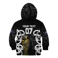 New Zealand WC2026 Custom Black Kid Hoodie Silver Fern LT7 - Polynesian Pride