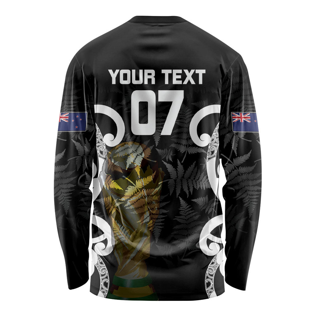 New Zealand WC2026 Custom Black Long Sleeve Shirt Silver Fern LT7 - Polynesian Pride