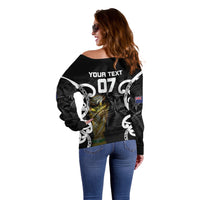 New Zealand WC2026 Custom Black Off Shoulder Sweater Silver Fern LT7 - Polynesian Pride
