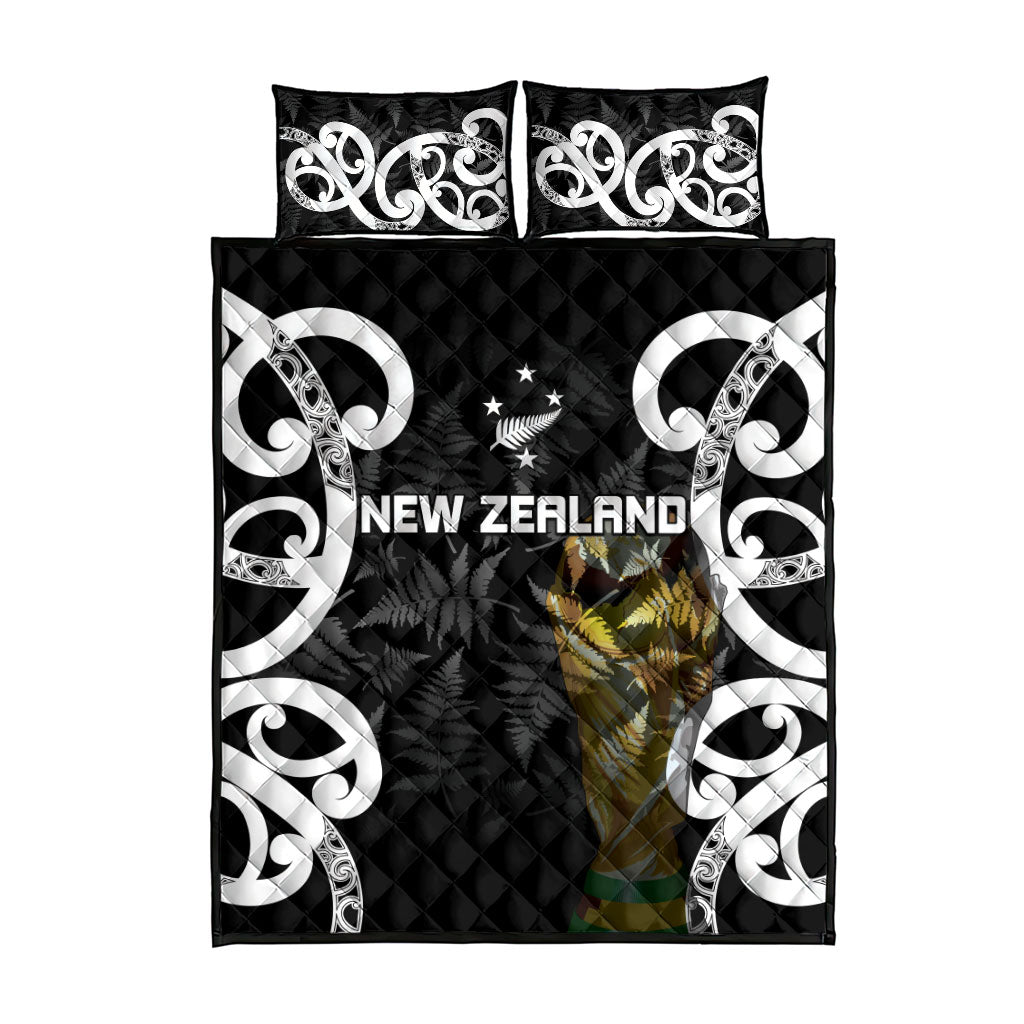 New Zealand WC2026 Black Quilt Bed Set Silver Fern LT7 - Polynesian Pride