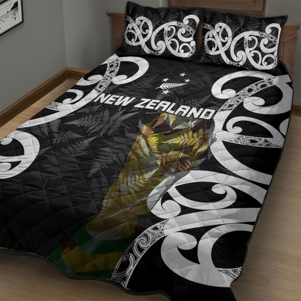 New Zealand WC2026 Black Quilt Bed Set Silver Fern LT7 - Polynesian Pride