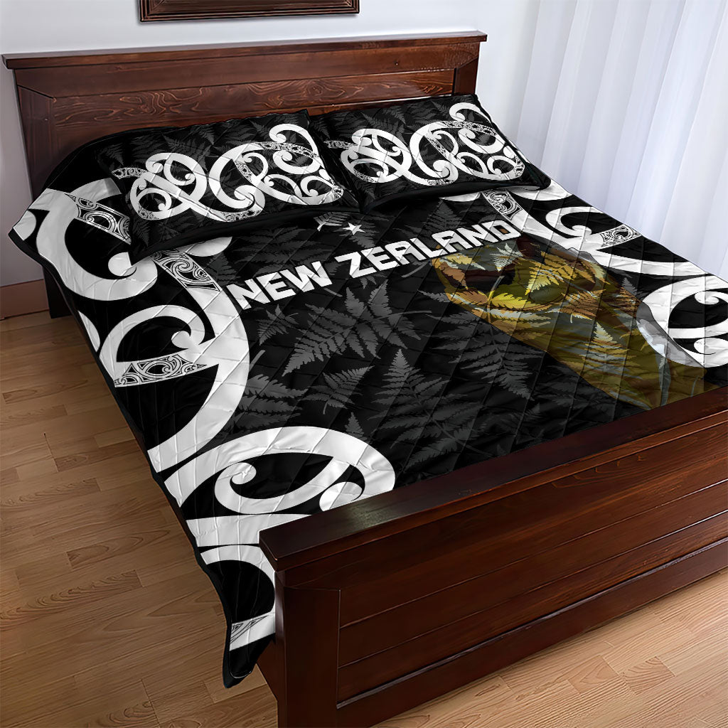 New Zealand WC2026 Black Quilt Bed Set Silver Fern LT7 - Polynesian Pride
