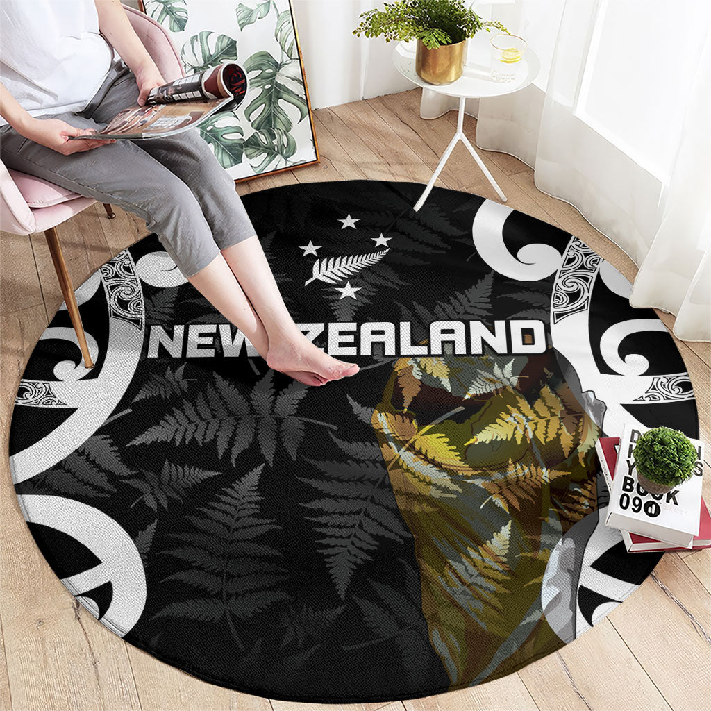 New Zealand WC2026 Black Round Carpet Silver Fern LT7 - Polynesian Pride