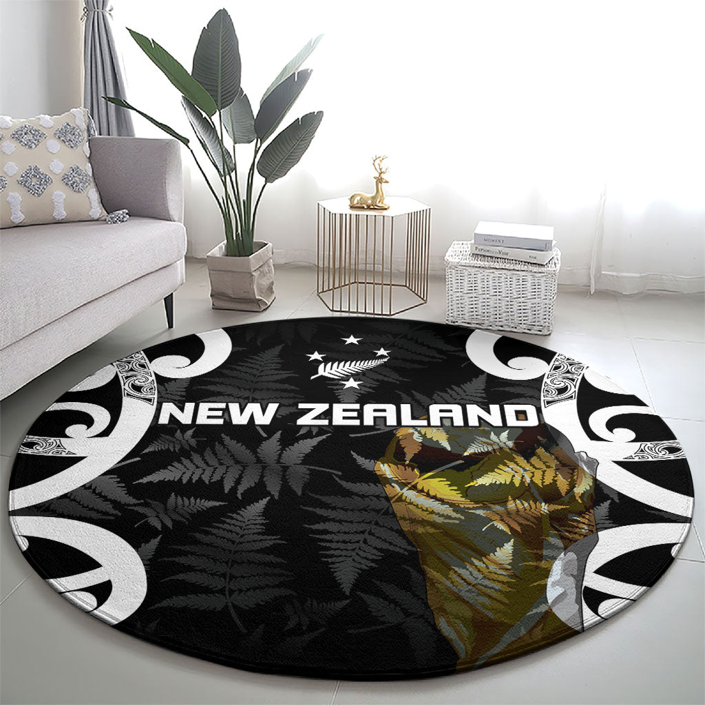 New Zealand WC2026 Black Round Carpet Silver Fern LT7 - Polynesian Pride