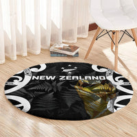 New Zealand WC2026 Black Round Carpet Silver Fern LT7 - Polynesian Pride