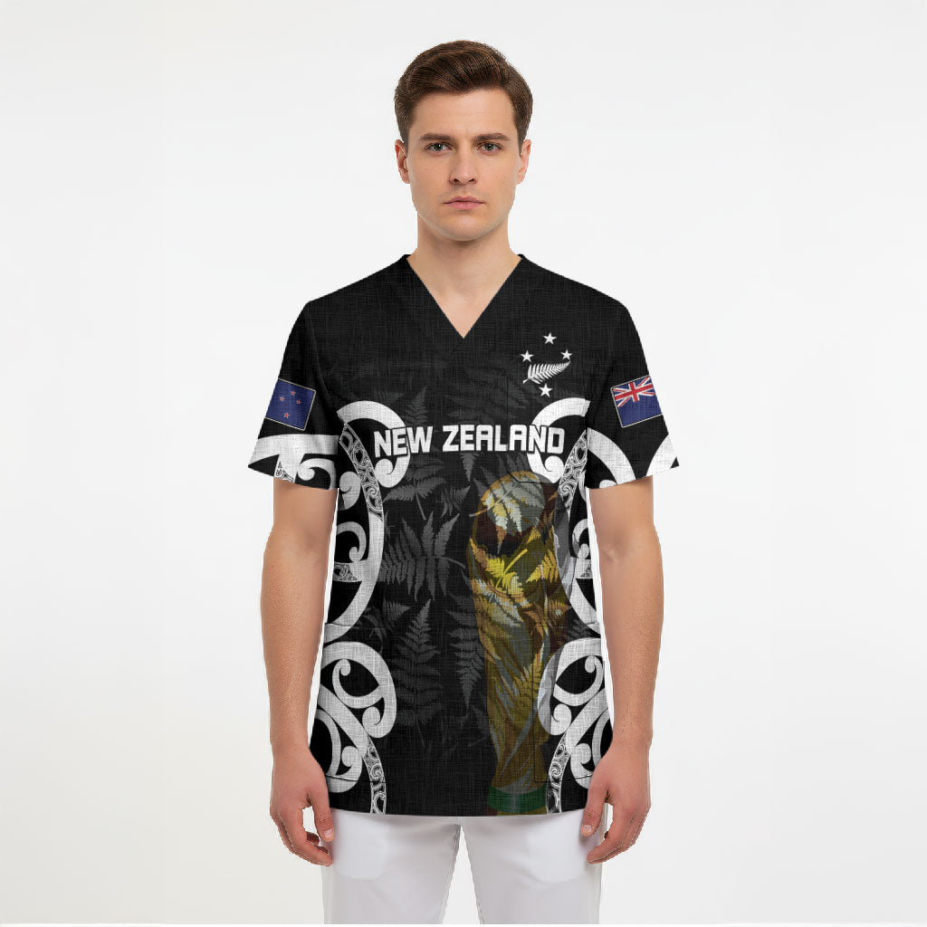 New Zealand WC2026 Custom Black Scrub Top Silver Fern LT7 - Polynesian Pride
