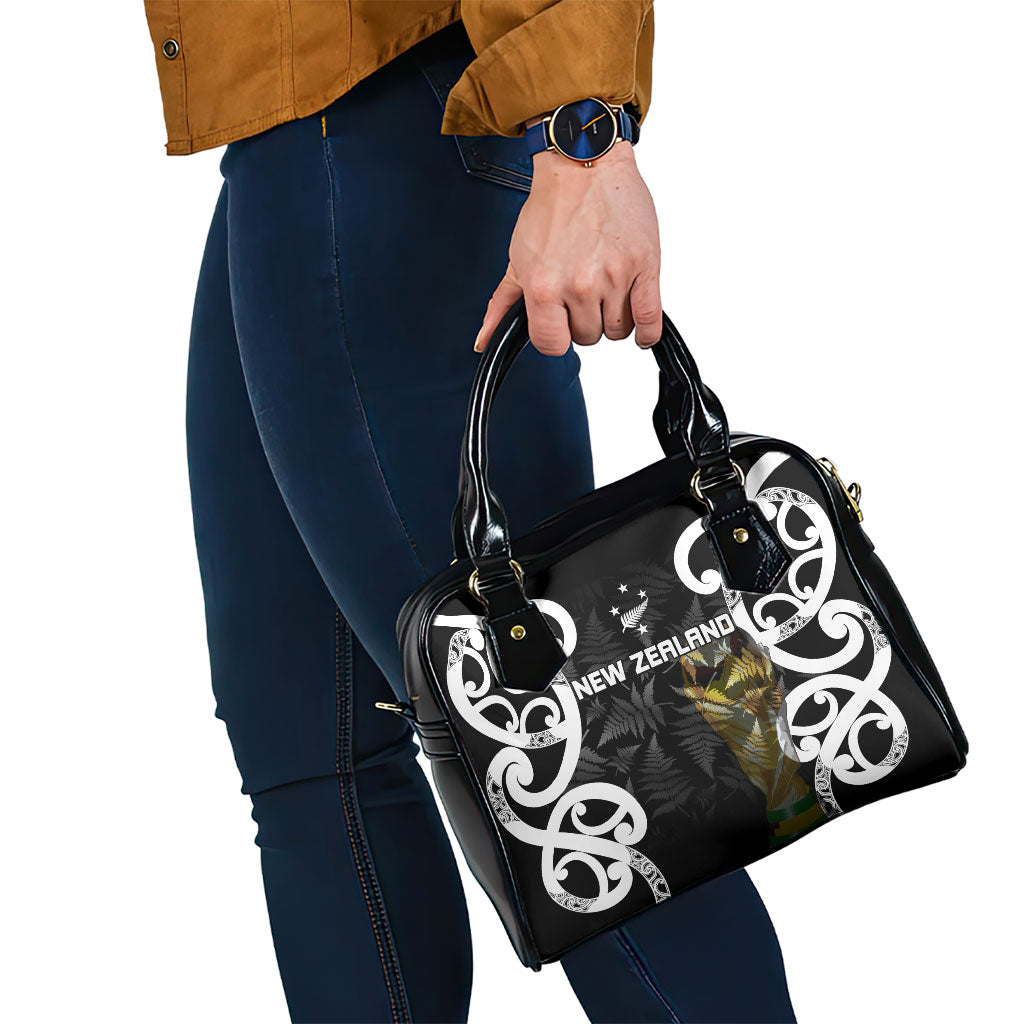 New Zealand WC2026 Black Shoulder Handbag Silver Fern LT7 - Polynesian Pride