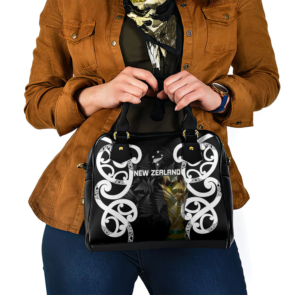 New Zealand WC2026 Black Shoulder Handbag Silver Fern LT7 - Polynesian Pride