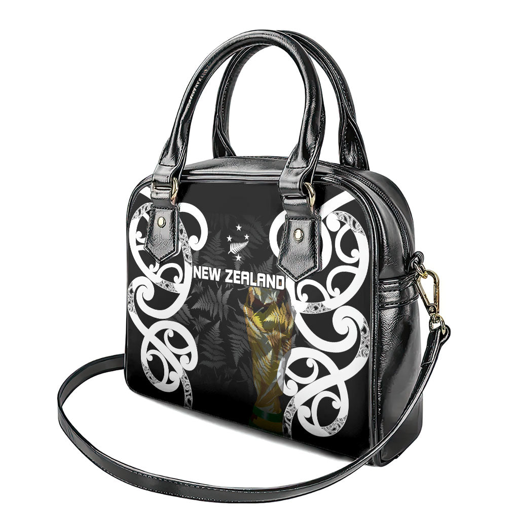 New Zealand WC2026 Black Shoulder Handbag Silver Fern LT7 - Polynesian Pride