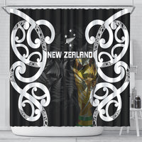 New Zealand WC2026 Black Shower Curtain Silver Fern LT7 - Polynesian Pride