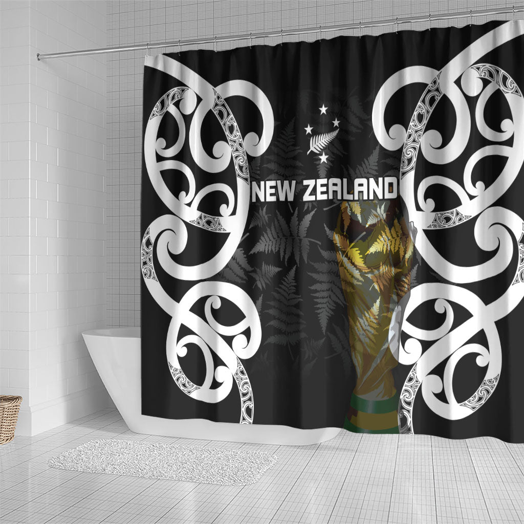 New Zealand WC2026 Black Shower Curtain Silver Fern LT7 - Polynesian Pride