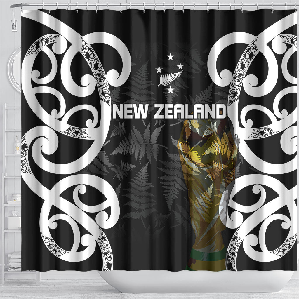 New Zealand WC2026 Black Shower Curtain Silver Fern LT7 - Polynesian Pride