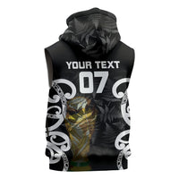 New Zealand WC2026 Custom Black Sleeveless Hoodie Silver Fern LT7 - Polynesian Pride