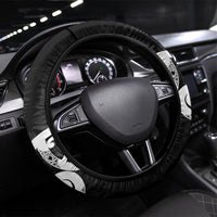 New Zealand WC2026 Black Steering Wheel Cover Silver Fern LT7 Universal Fit Black - Polynesian Pride