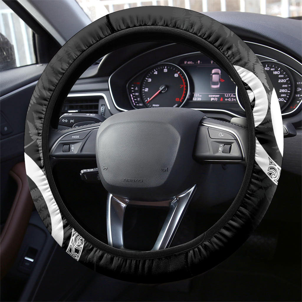 New Zealand WC2026 Black Steering Wheel Cover Silver Fern LT7 - Polynesian Pride