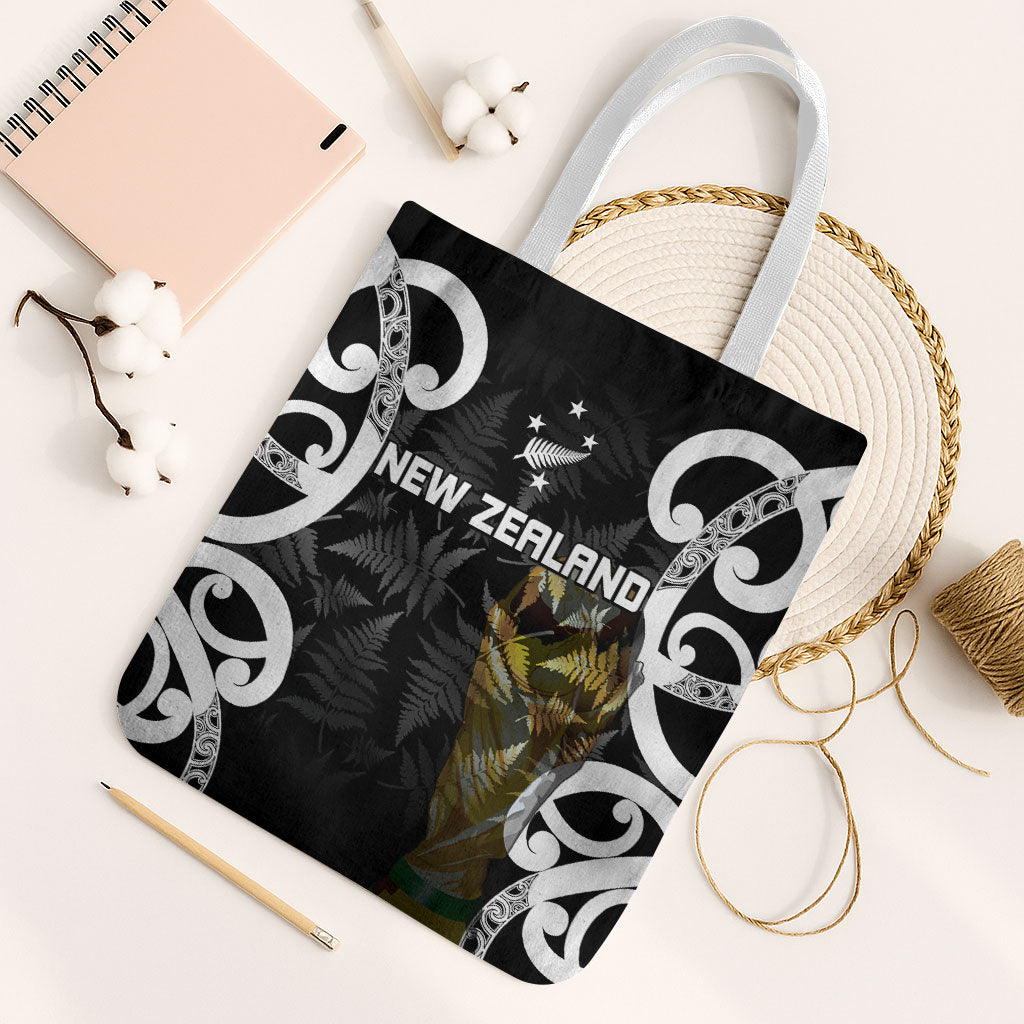 New Zealand WC2026 Black Tote Bag Silver Fern LT7 White Strap One Size Black - Polynesian Pride