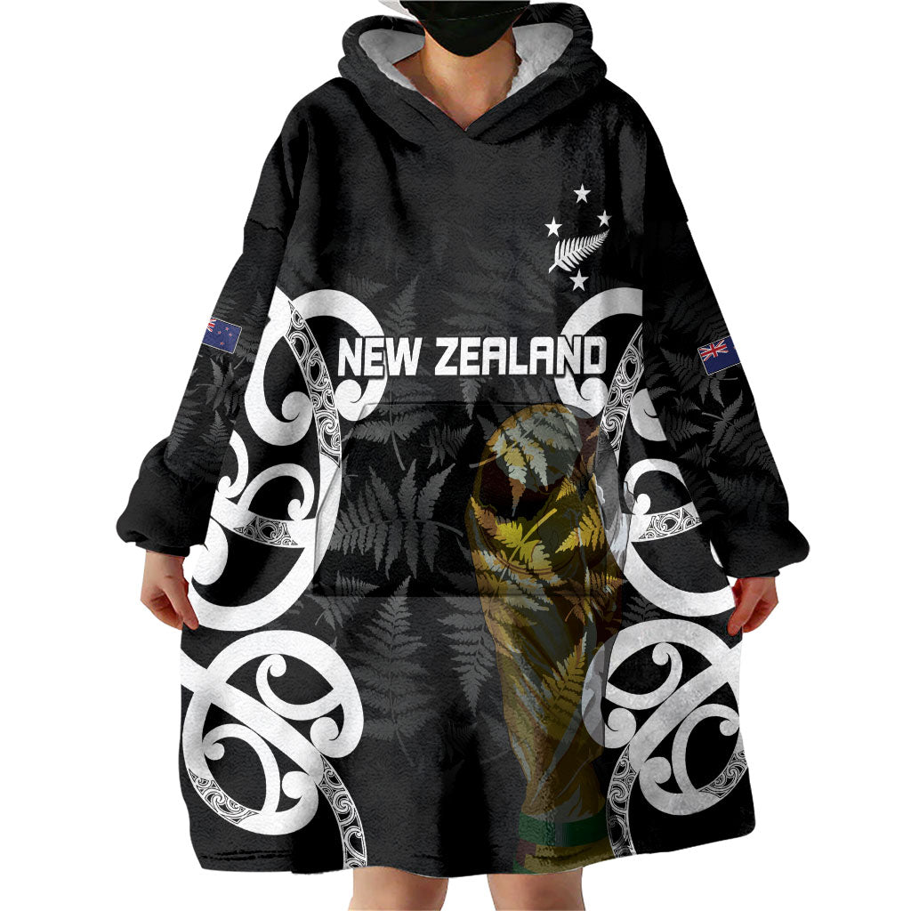 New Zealand WC2026 Custom Black Wearable Blanket Hoodie Silver Fern LT7 - Polynesian Pride