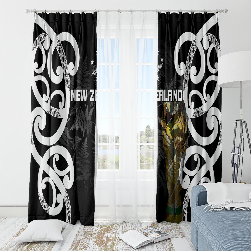 New Zealand WC2026 Black Window Curtain Silver Fern LT7 - Polynesian Pride