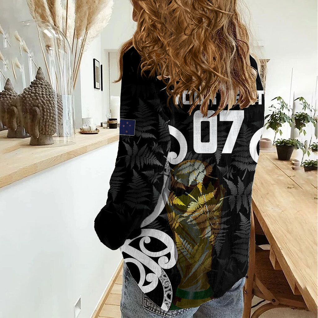 New Zealand WC2026 Custom Black Women Casual Shirt Silver Fern LT7 - Polynesian Pride