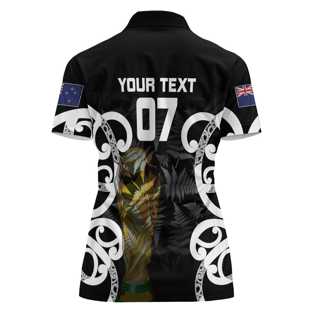 New Zealand WC2026 Custom Black Women Polo Shirt Silver Fern LT7 - Polynesian Pride