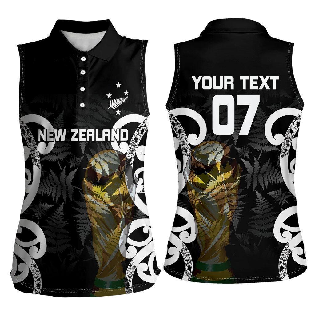 New Zealand WC2026 Custom Black Women Sleeveless Polo Shirt Silver Fern LT7 - Polynesian Pride