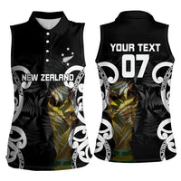 New Zealand WC2026 Custom Black Women Sleeveless Polo Shirt Silver Fern LT7 - Polynesian Pride