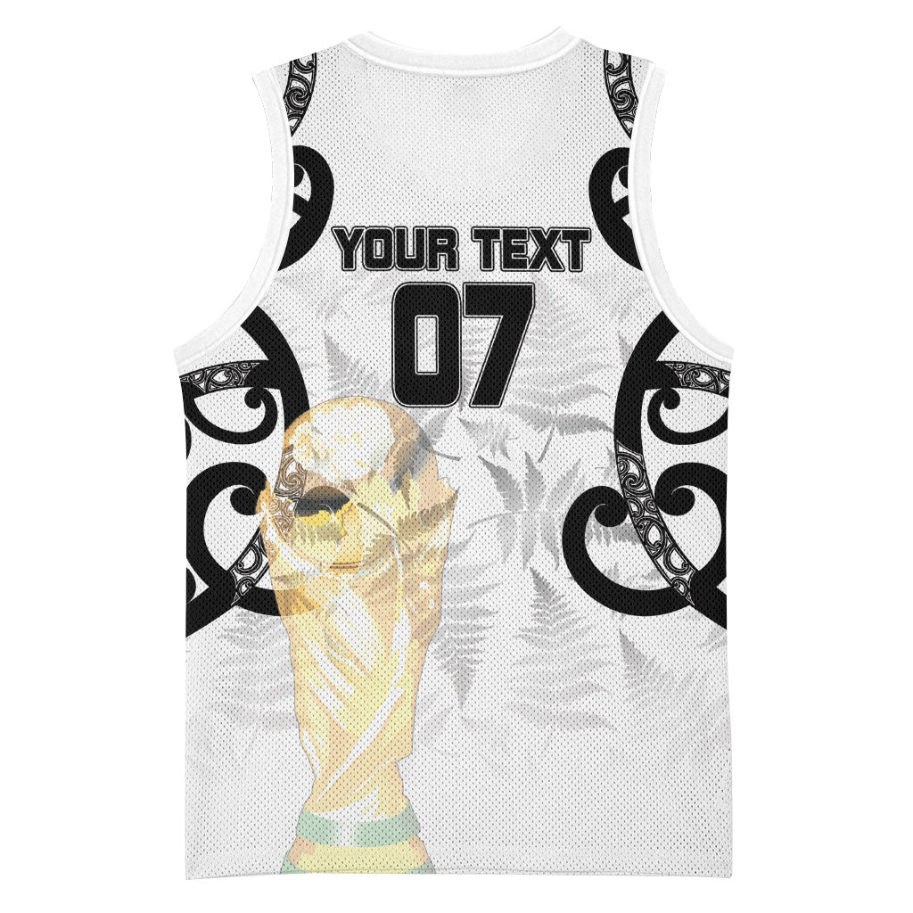 New Zealand WC2026 Custom White Basketball Jersey Silver Fern LT7 - Polynesian Pride
