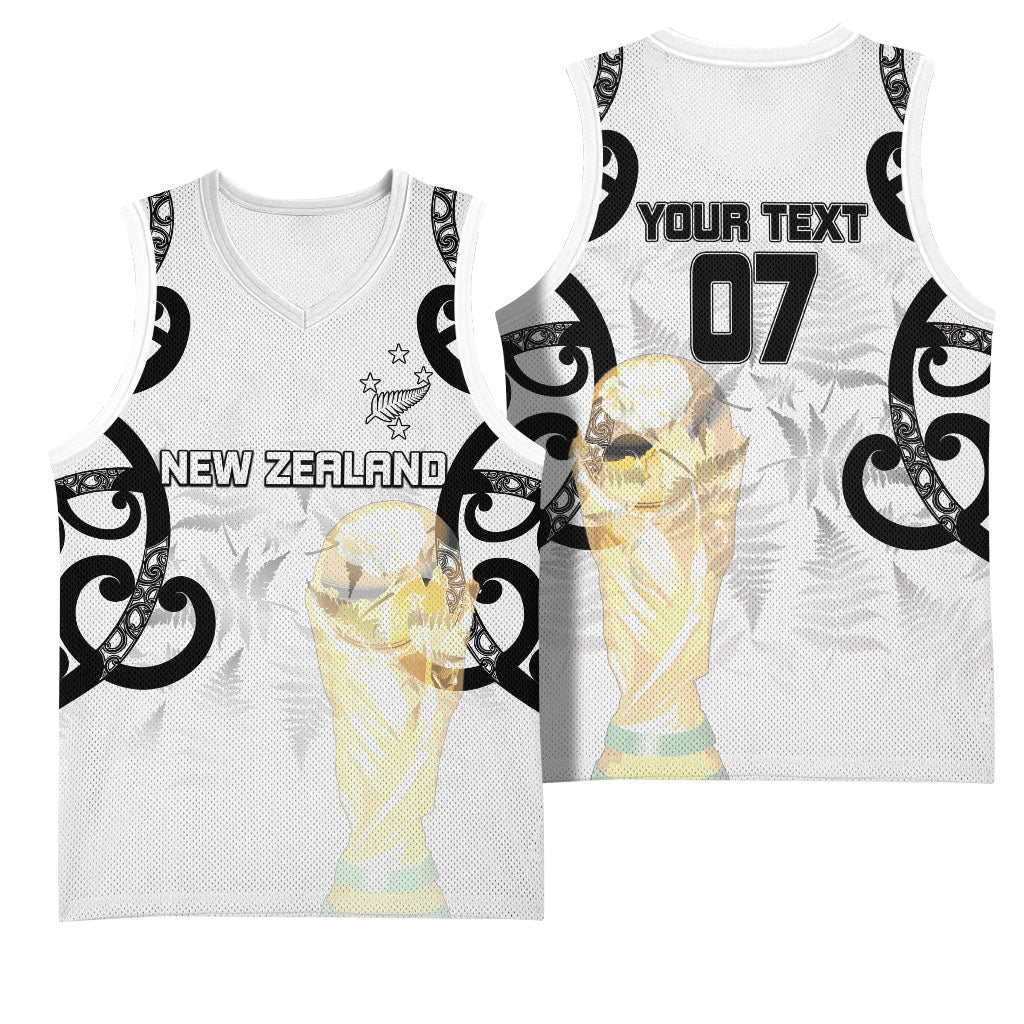 New Zealand WC2026 Custom White Basketball Jersey Silver Fern LT7 - Polynesian Pride