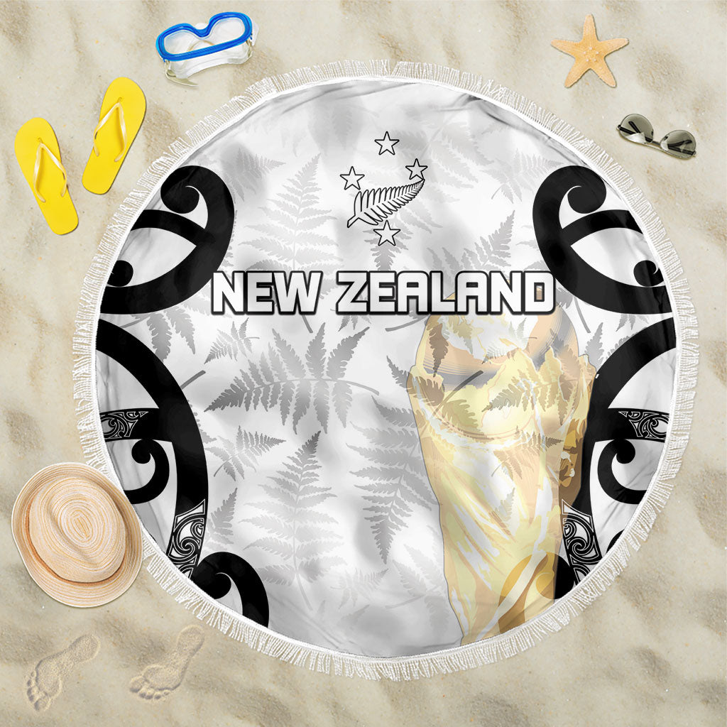 New Zealand WC2026 White Beach Blanket Silver Fern LT7 One Size 150cm White - Polynesian Pride