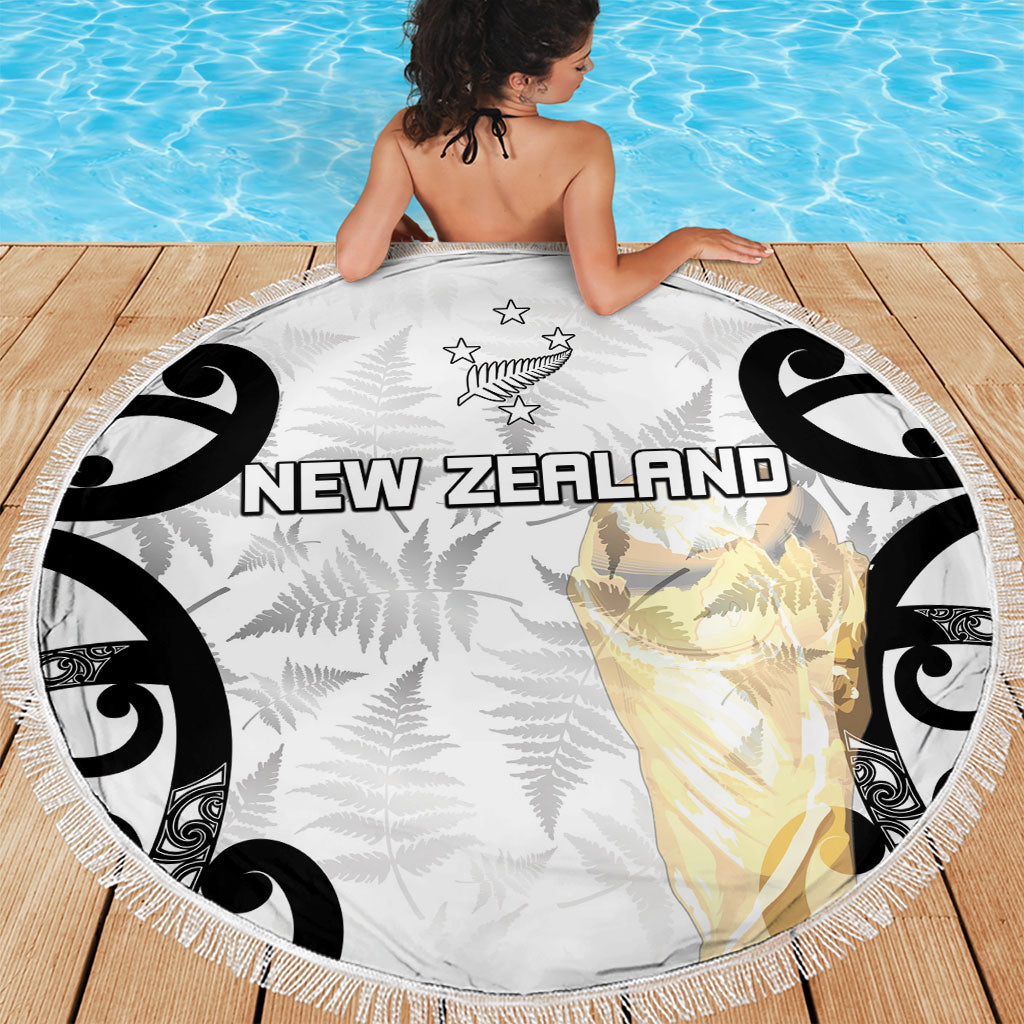 New Zealand WC2026 White Beach Blanket Silver Fern LT7 - Polynesian Pride