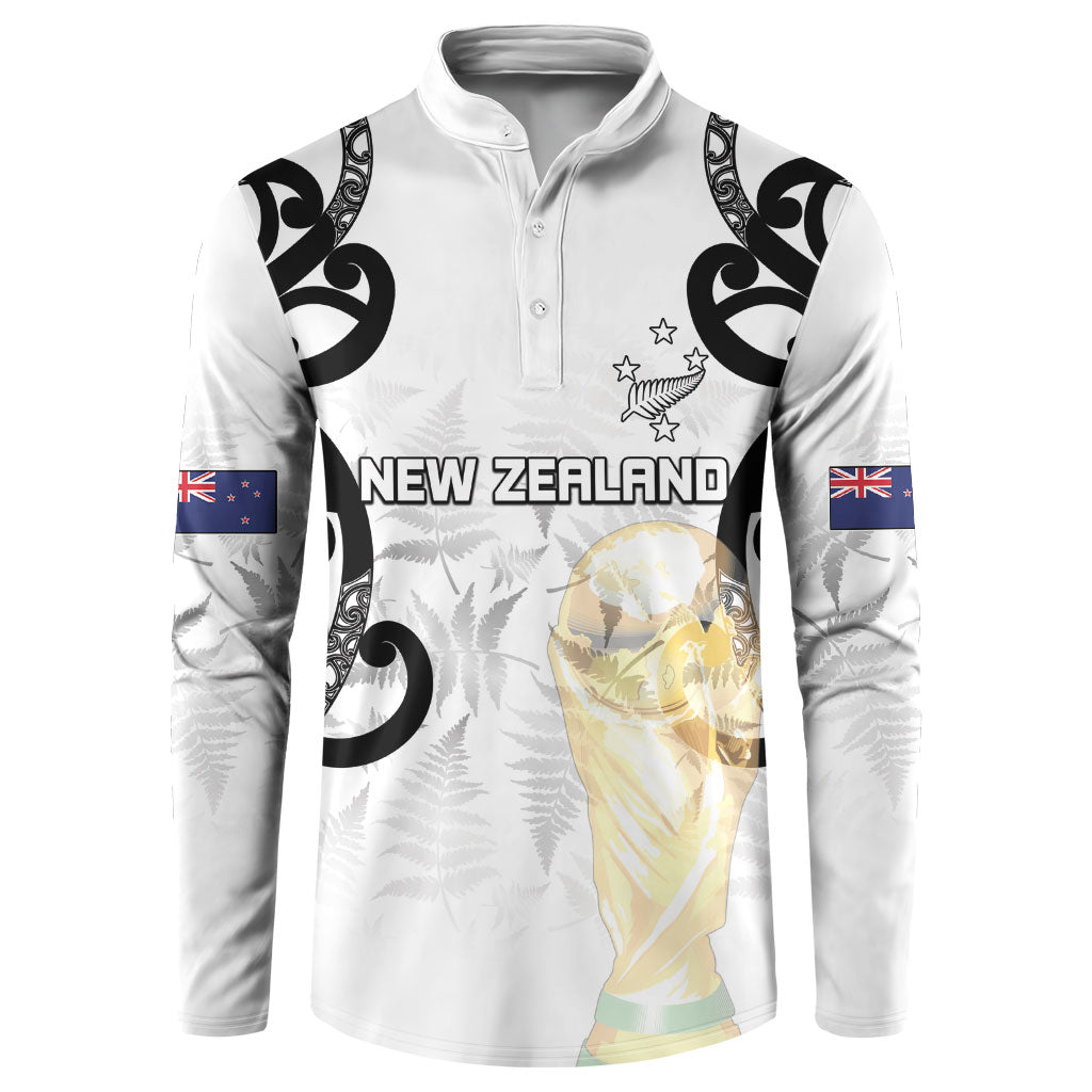New Zealand WC2026 Custom White Button Sweatshirt Silver Fern LT7 White - Polynesian Pride