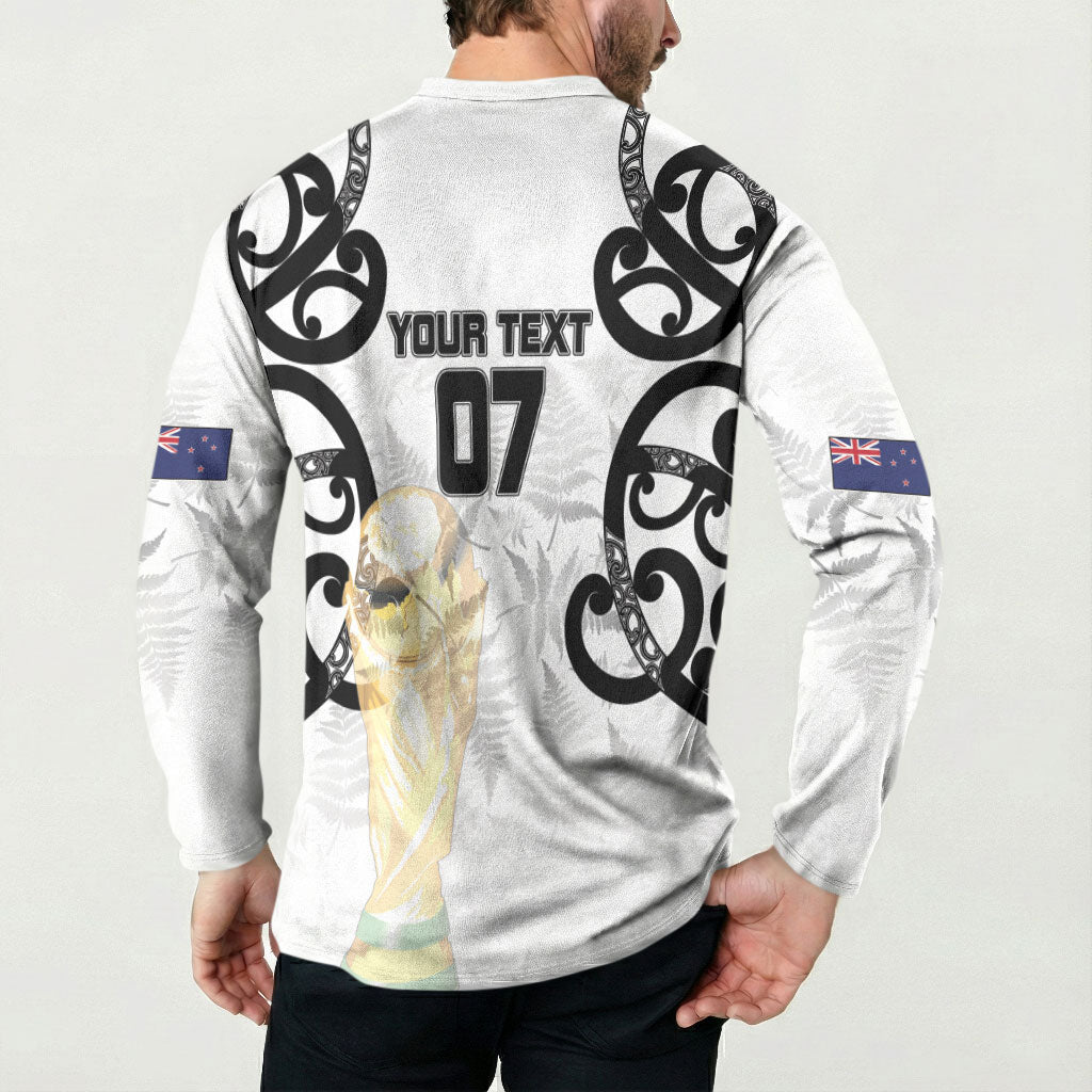 New Zealand WC2026 Custom White Button Sweatshirt Silver Fern LT7 - Polynesian Pride
