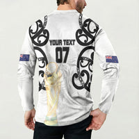 New Zealand WC2026 Custom White Button Sweatshirt Silver Fern LT7 - Polynesian Pride