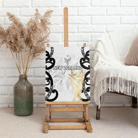 New Zealand WC2026 White Canvas Wall Art Silver Fern LT7 - Polynesian Pride